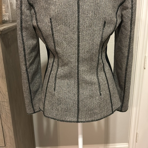bebe | Black White Herringbone Wool Blend Blazer | Made in USA | 6 - Picture 11 of 12
